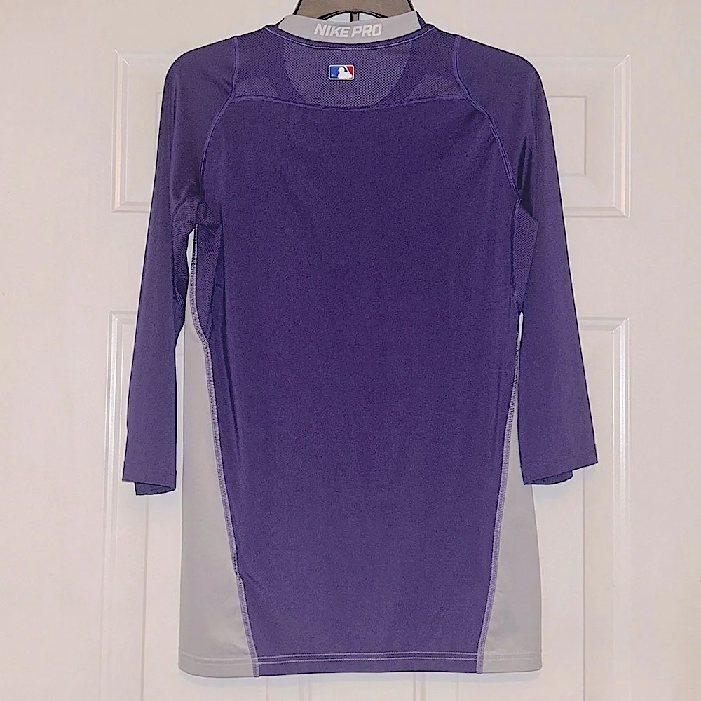 Nike MLB Dri Fit Pro Tee Shirt Men’s S Purple Gray Baseball Compression Athletic